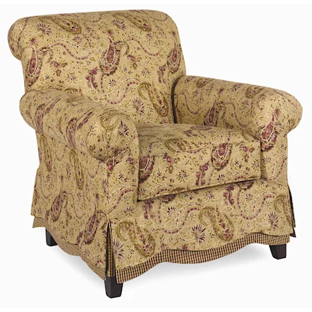 Upholstered Arm Chair with Semi-Skirted Base